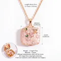 Pink enamel square locket necklace with cherry blossom and butterfly fairy tale design - Off-White Cherry Blossom Style / Off-White Enamel Cherry Blossom Butterfly Locket