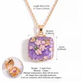 Square locket necklace in purple enamel with butterfly and cherry blossom patterns - Purple Floral Style / Purple Enamel Flower Butterfly Locket