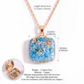 Blue enamel square locket necklace with butterfly and flower patterns, copper material - Blue Floral Style / Blue Enamel Flower Butterfly Locket
