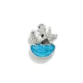 Pendentif coquillage et étoile de mer en argent avec base en résine bleue océan pour DIY - Étoile de Mer Émaillée Bleue Motif Eau Argentée(海星)