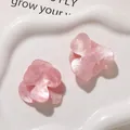 Pink pearlescent acrylic double-layer three-petal flower DIY jewelry accessories - Pink