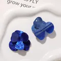 Blue quicksand texture acrylic double-layer three-petal flower charms for DIY jewelry - Sapphire Blue