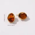 Boucles d'oreilles goutte d'ambre vintage en acier inoxydable, taille 1,9 cm, poids 7,3 g - Style Irrégulier Ambre Vintage (BJGE0582)