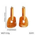 Boucles d'oreilles pendantes géométriques en résine orange style Maillard vintage - Style Texture Marbre Ambre (BJGE2291)