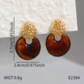 Boucles d'oreilles goutte d'eau Maillard avec texture dorée martelée. - Pendentif Ambre Métal Martelé (BJGE2384)