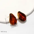 Boucles d'oreilles goutte en acier inoxydable marron ambre vintage - Goutte d'Eau (E1874)