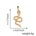 Vergulde koperen slang hanger ketting met roze emaille en witte zirkonia inlegwerk - Lichtroze