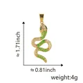 Vergulde slangenhanger met zirkonia en groen emaille, 4,3 cm lang - Groen