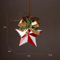 Vintage hars kerstster ornament met rood-witte strepen en gouden strik detail - Red and white five-pointed star