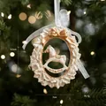 Vintage hars kerstboom ornament met hobbelpaard en een gouden strik voor feestdagen - Witgouden Serie Krans-Schommelpaard