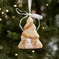 Vintage crème hars kerstboomornament met witte beer en goudkleurige strik decoratie - Wit & Goud / Beer Cadeau Kerstboom