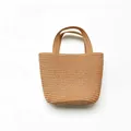 Mini sac à main artisanal en paille pour enfants style plage d'été - Sac à main kaki (20*15cm)