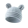 Soft striped cotton baby beanie hat with cute bear ears for newborns in grey and white color - One Size / Large Ears Style / Grey and White Stripes