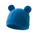Soft dark blue baby beanie featuring cute round bear ears for newborn boys and girls - One Size / Large Ears Style / Sapphire Blue