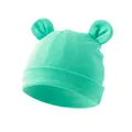 Mint green baby beanie with cute bear ears for newborns in soft knitted fabric - One Size / Large Ears Style / Light Lake Blue