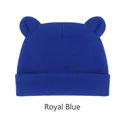 Soft royal blue infant knit beanie hat with cute decorative bear ears for newborns - One Size / Large Ears Style / Sapphire Blue