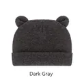 Soft dark grey baby beanie hat featuring cute animal ears for newborn infants and toddlers - One Size / Black and Gray