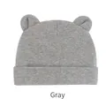 Comfortable soft grey cotton infant beanie with cute bear ears for newborns and babies - One Size / Gray