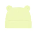Soft solid pale yellow newborn baby beanie with cute round bear ears design for infants - One Size / Light Yellow