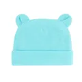 Cute light blue newborn baby beanie hat with decorative round ears for boys and girls - One Size / Light Blue