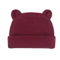 Soft burgundy cotton newborn baby beanie hat featuring cute bear ear design for winter - One Size / Burgundy