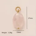 Pink rose quartz oval pendant with 18k gold plated bail 27x13mm - Rose Quartz Pendant (12)