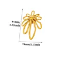 Detailed view of an elegant gold sunflower brooch with precise dimensions in millimeters and inches - Vintage Polished Floral Style (G804452)