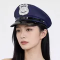 Dark blue sailor hat with silver special police badge and black patent leather brim - SPECIAL POLICE Badge Style / Dark Blue