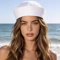 Fashionable white sailor hat for women with a rolled brim at the beach scene - Sailor Hat