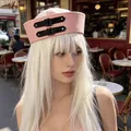Stylish pink sailor hat for women with black buckle straps for summer sun protection - One Size / Black Buckle Decoration / Pink