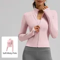 Slim fit yoga jacket for running and fitness in soft mist pink color. - S / Tops / Misty Pink (New)