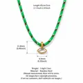 Collier en cordon tissé vert avec pendentif en zircon marquise en acier inoxydable doré, 45cm - Style Ruban Vert et Or Taille Marquise (JFNK262803K) / Vert