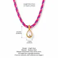 Collier ras du cou ajustable en corde tressée rose avec pendentif goutte en zircon - Style Ruban Rose Rouge Taille Poire (JFNK262803K) / Rose rouge