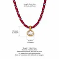 Adjustable red braided rope necklace with a clear zircon pendant in a gold finish - Burgundy