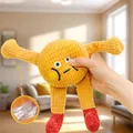 Funny yellow plush cat toy with built-in crinkle paper for interactive sound play - Waffle Biscuit Style / Yellow