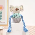 Adorable plush koala squeaky dog toy featuring durable blue cotton rope arms for chewing - Squeaky Koala with Rope(duck-qq) / Single Set in OPP Bag / Grey Patchwork