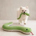 Green ribbed plush snake dog toy for interactive play, chewing, and boredom relief - Fun Crinkle Paper Little Green Snake / 1PC / Green & White