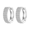 Eleganti orecchini a cerchio in argento 925 con file di pietre scintillanti pavé - Stile di lusso completamente intarsiato di zirconi (3255) / Argento