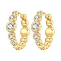 Eleganti orecchini a cerchio in argento 925 dorato con pietre di zircone cubico brillanti. - Stile a bolle sfumate (4436) / Oro
