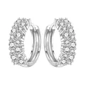 Eleganti orecchini a cerchio in argento 925 con zirconi cubici brillanti incastonati - Scintillante stile in zirconi a doppia fila (4438) / Argento