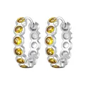 Eleganti orecchini a cerchio geometrici in argento con pietre gialle e perni in argento 925 - Orecchini a Cerchio Moda Moderna (4446) / Argento/Giallo
