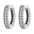 Orecchini a cerchio in argento 925 con zirconi e originali intagli a forma di stella - Orecchini a Cerchio con Bordo Perlato e Intarsio (3063) / Argento