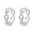 Eleganti orecchini a cerchio a catena d'argento con piccoli cristalli di zirconia - Orecchini a Cerchio a Catena Cava con Intarsio (3131) / Argento