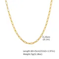 Gold stainless steel paperclip chain necklace for women with length and weight details - 2.5mm*60+5CM / Gold