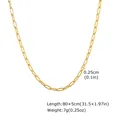 Gold plated stainless steel paperclip chain necklace showing size and weight details - 2.5mm*80+5cm / Gold