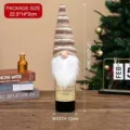 Knitted Christmas gnome wine bottle cover topper for festive holiday dinner table decor - Brown
