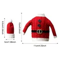 Rote gestrickte Weihnachts-Weinflaschenhülle Set mit detaillierten Pullover-Maßen - Roter Knopf Gürtel Stil