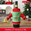 Festliche rot-grüne gestrickte Weihnachts-Weinflaschenhülle mit Rentier, 17x10,5 cm - Rentier Kleidungsstil