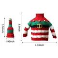 Weihnachts-Weinflaschenhüllen-Set mit gestricktem Pullover und Mütze zur Dekoration - Gestreifter Gürtel Stil