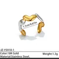 Anello minimalista in acciaio inossidabile bicolore placcato oro 18 carati con design a cuore - Stile bicolore cuore ondulato (JZ-YS910-1)